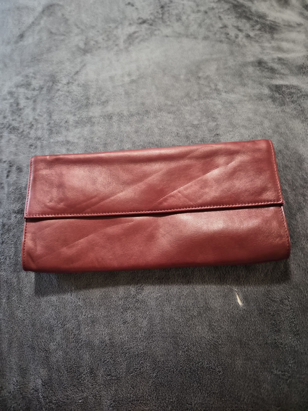 1990's Preston & York Maroon Fold-Over Clutch/ Shoulder Bag